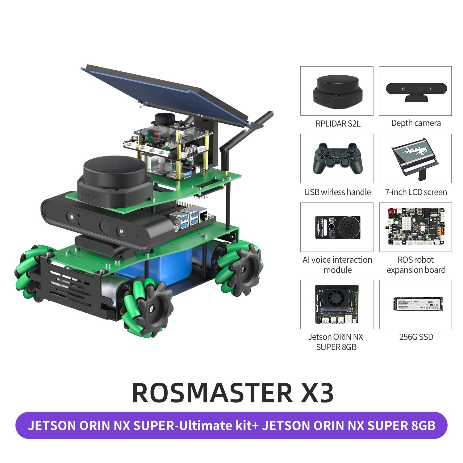 ROSMASTER X3 JETSON ORIN NX SUPER-Ultimate kit+ JETSON ORIN NX SUPER 8GB