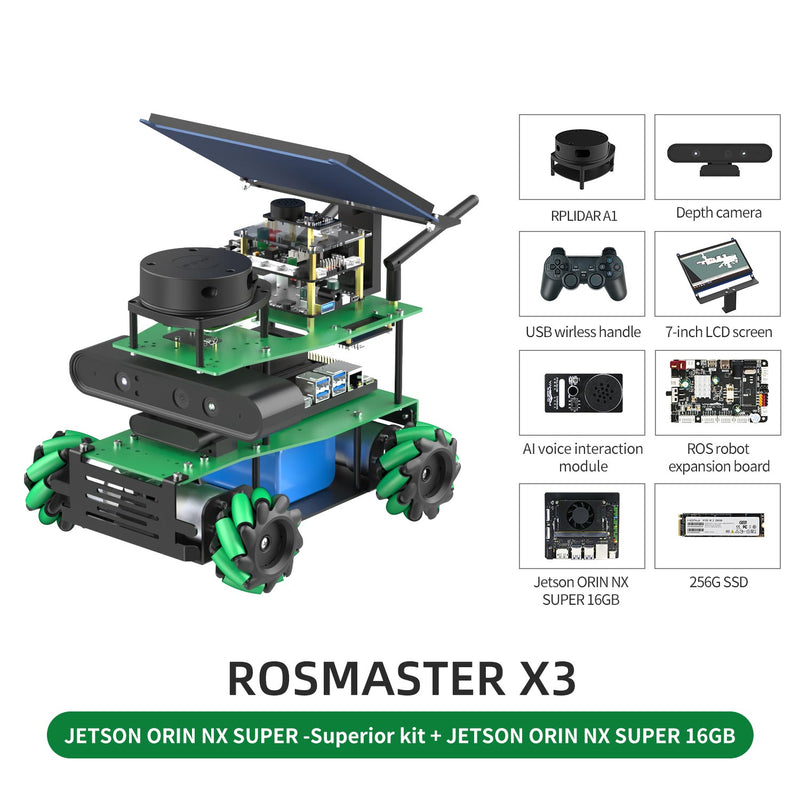 ROSMASTER X3 ROS2 AI voice interaction Robot with Mecanum Wheel for Jetson NANO 4GB/Orin NANO SUPER/Orin NX SUPER/RaspberryPi 5