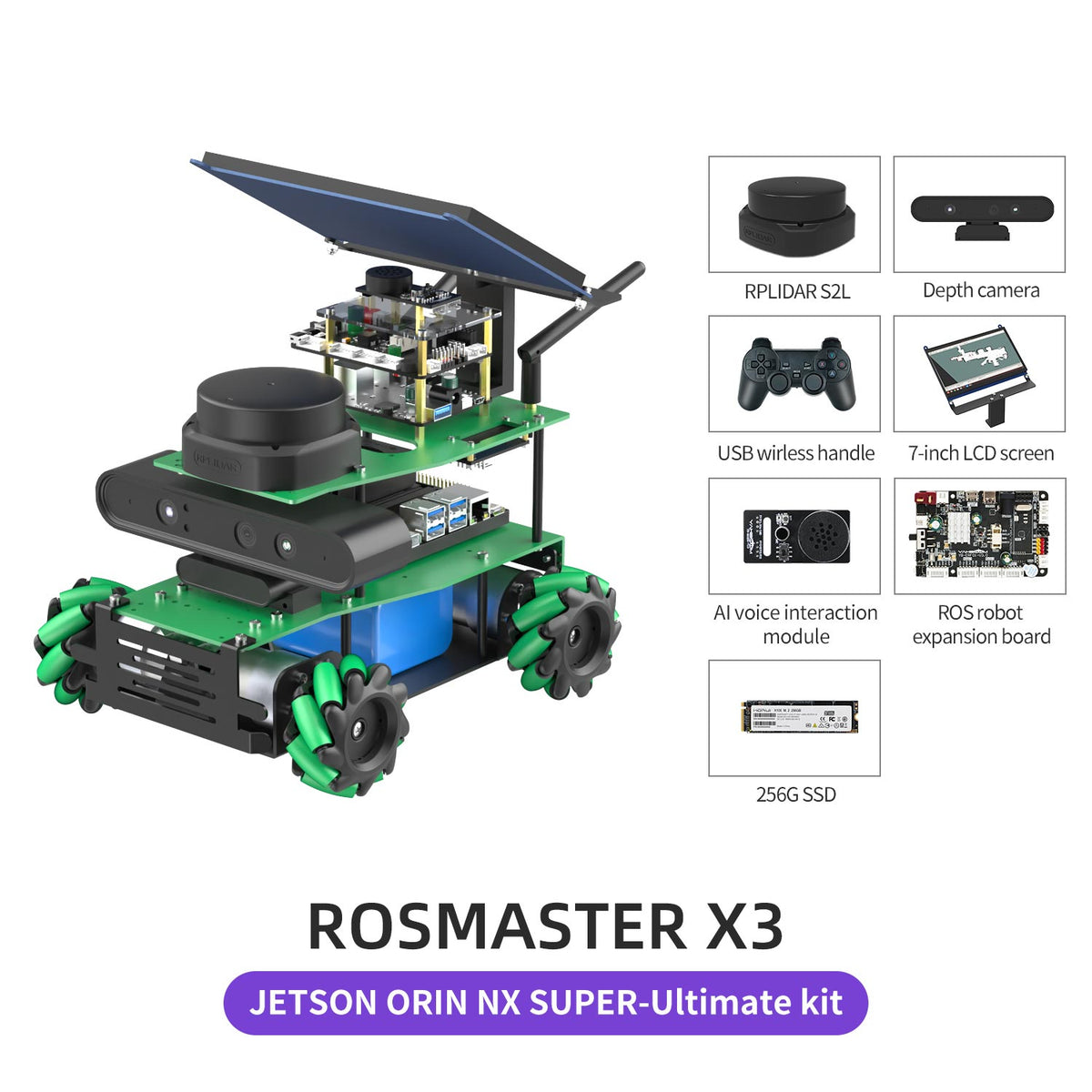 ROSMSTER X3 ROS2 Robot Car With Mecanum Wheel For RaspberryPi 5 Jetson