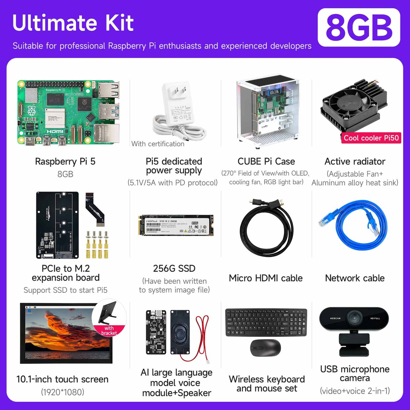 Placa Raspberry Pi 5 (varios kits con diferentes accesorios para elegir)