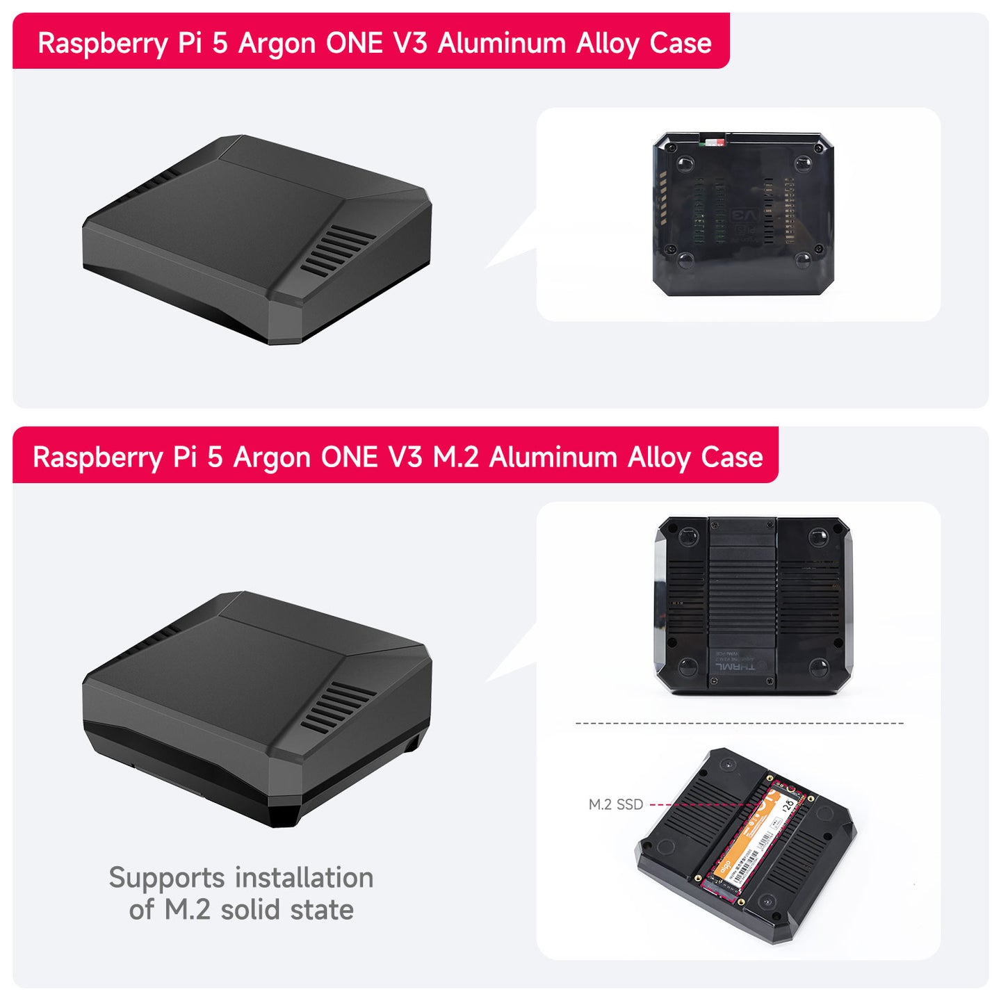 Estuche Argon ONE V3 para Raspberry Pi 5 con ventilador de refrigeración PWM