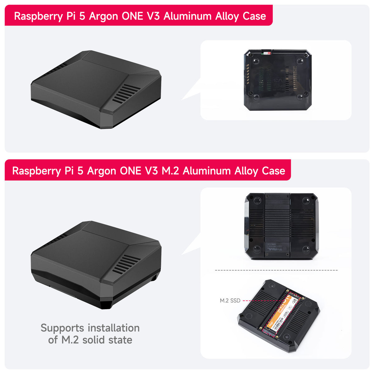 Argon One V3 M.2 NVME PCIE Gehäuse für Raspberry Pi 5 4GB/8GB/16GB Argon One V3 M.2 NVME PCIE Gehäuse für Raspberry Pi 5 4GB/8GB/16GB
