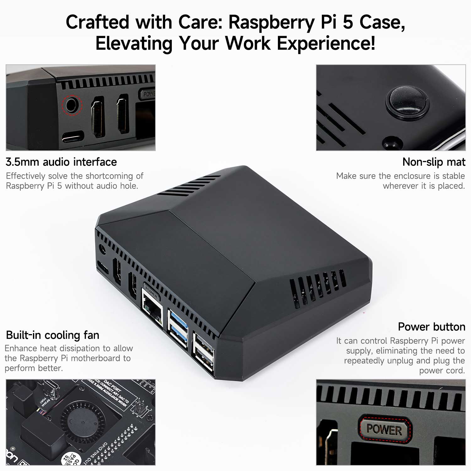 Estuche Argon ONE V3 para Raspberry Pi 5 con ventilador de refrigeración PWM
