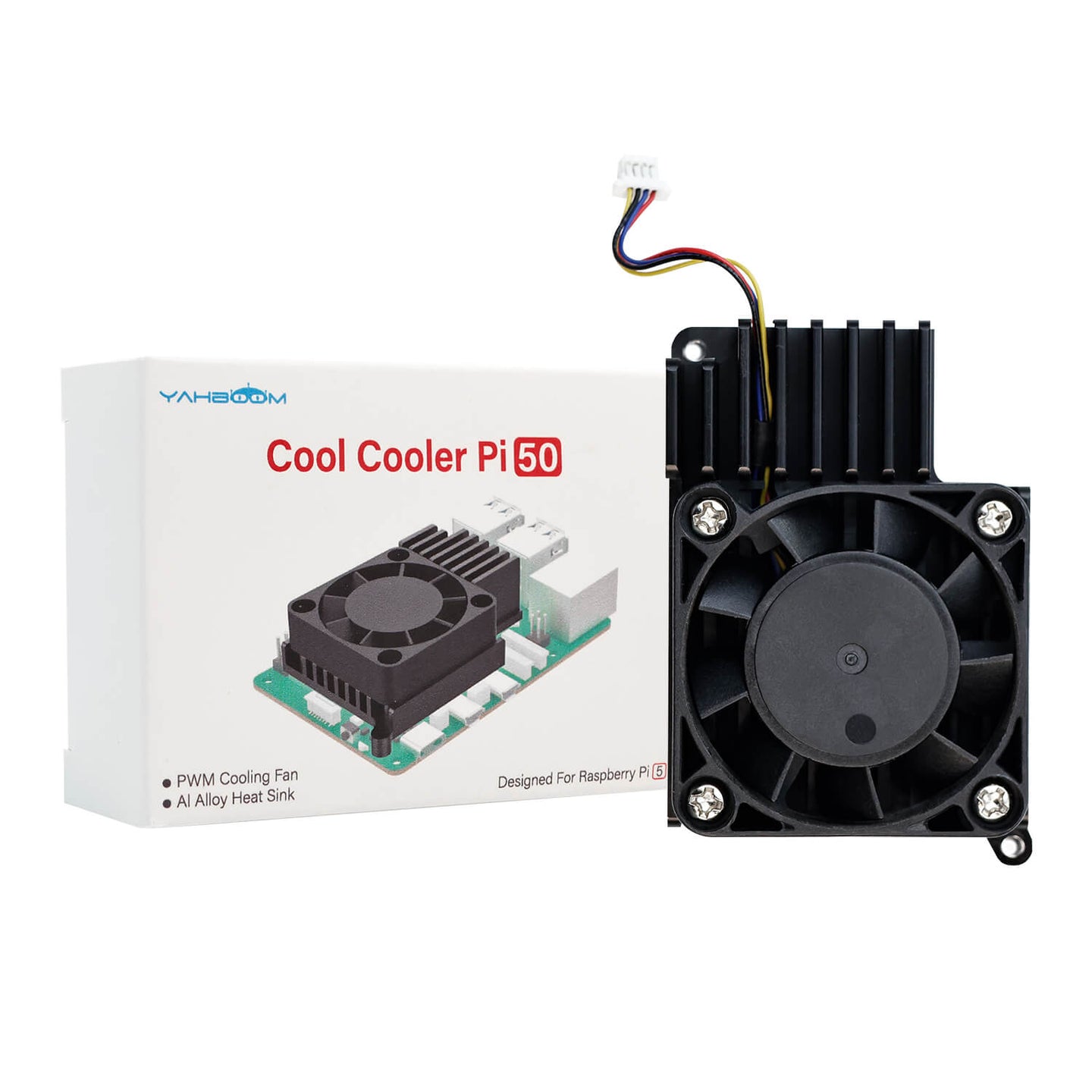 Enfriador activo de diseño propio de Yahboom para Raspberry Pi 5 (mejor disipación del calor que los radiadores oficiales)