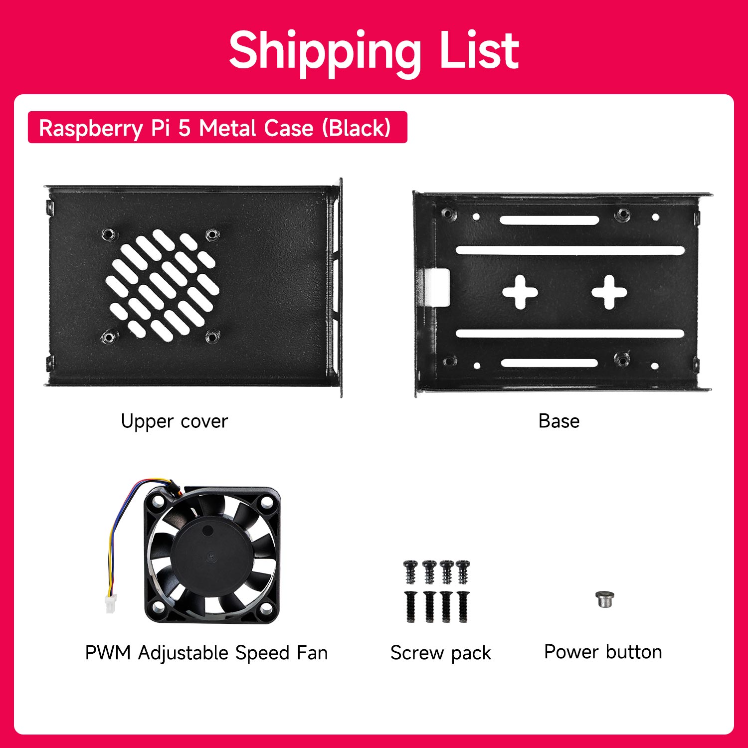 Carcasa metálica para Raspberry Pi 5 con ventilador de refrigeración PWM