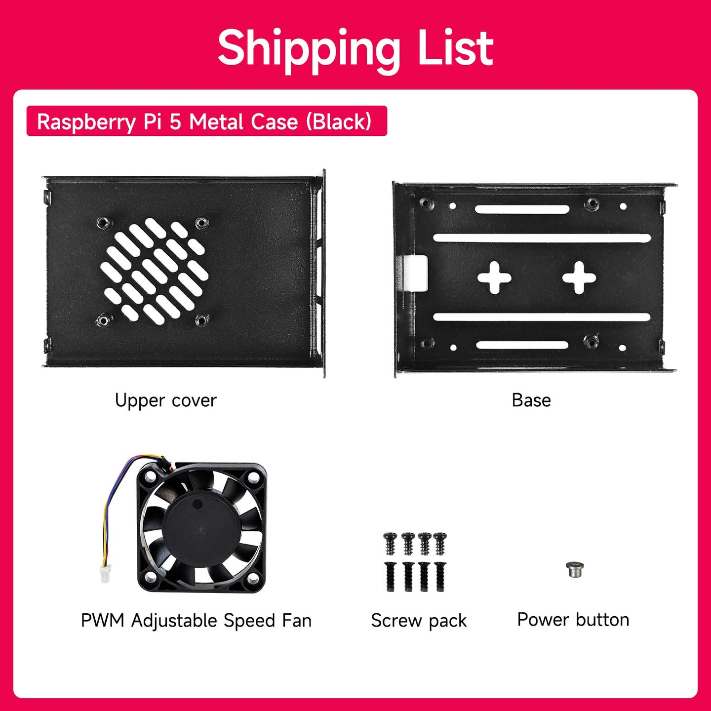 Carcasa metálica para Raspberry Pi 5 con ventilador de refrigeración PWM