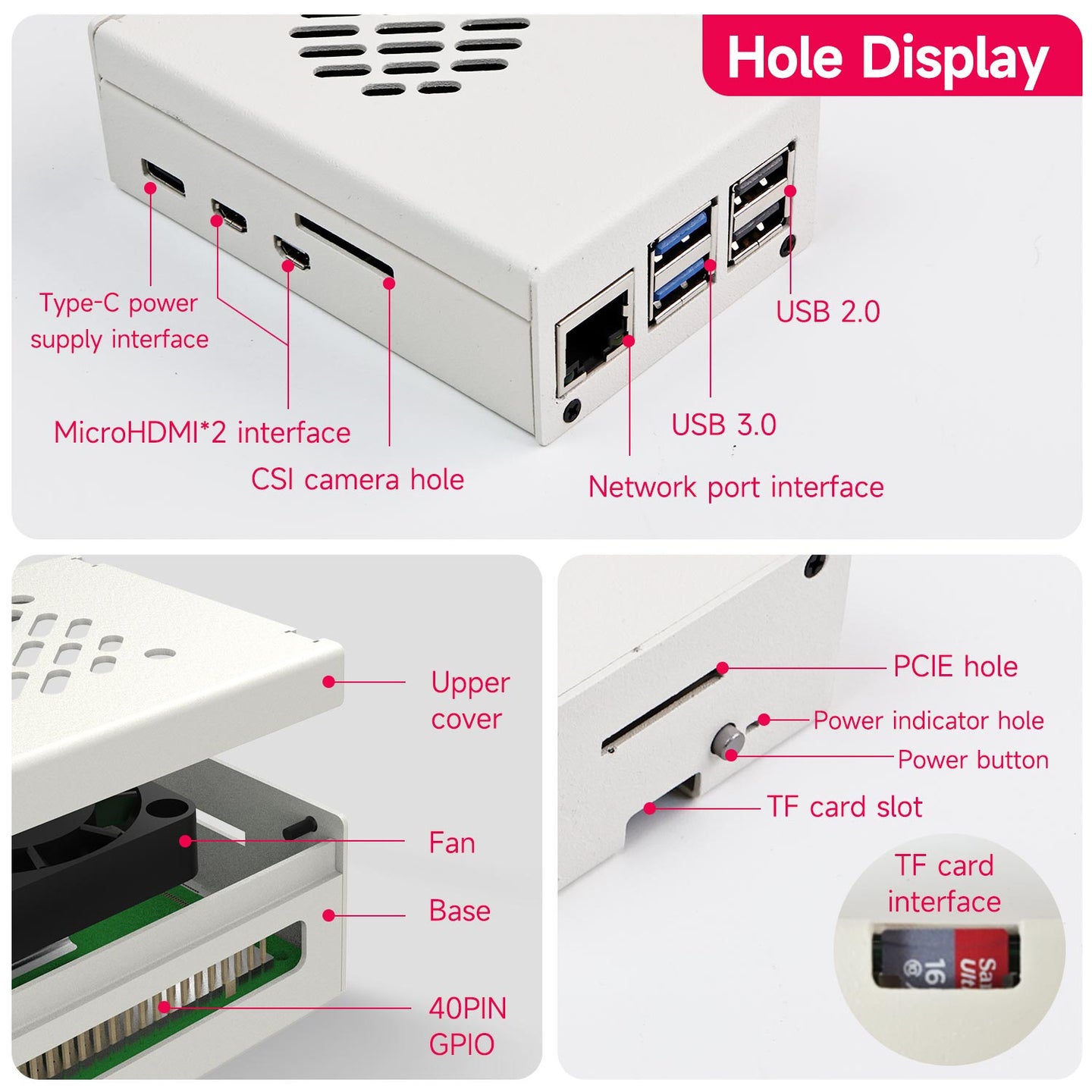 Carcasa metálica para Raspberry Pi 5 con ventilador de refrigeración PWM