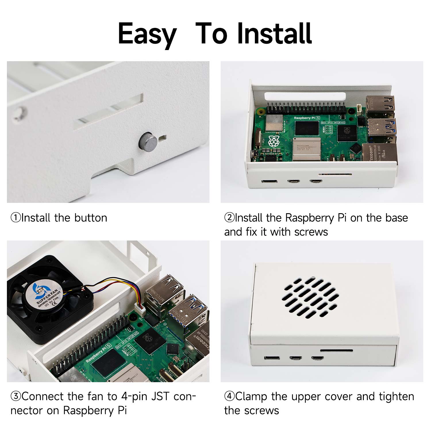 Carcasa metálica para Raspberry Pi 5 con ventilador de refrigeración PWM