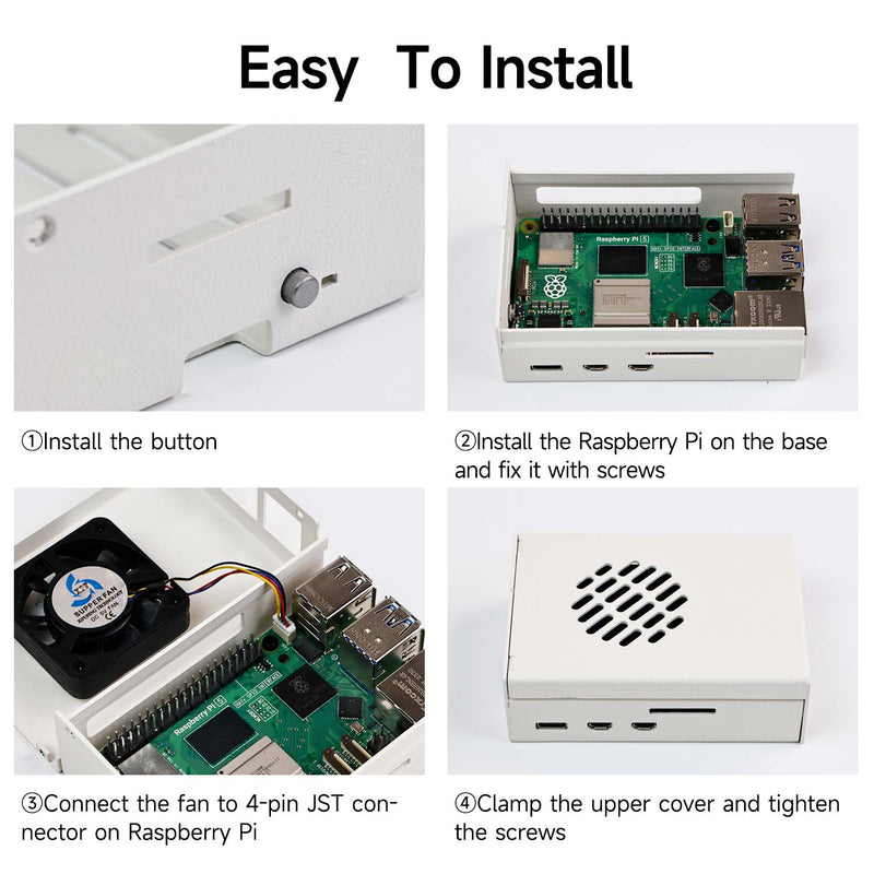 Raspberry Pi 5 Metal Case Black White for Choice with PWM Cooling Fan