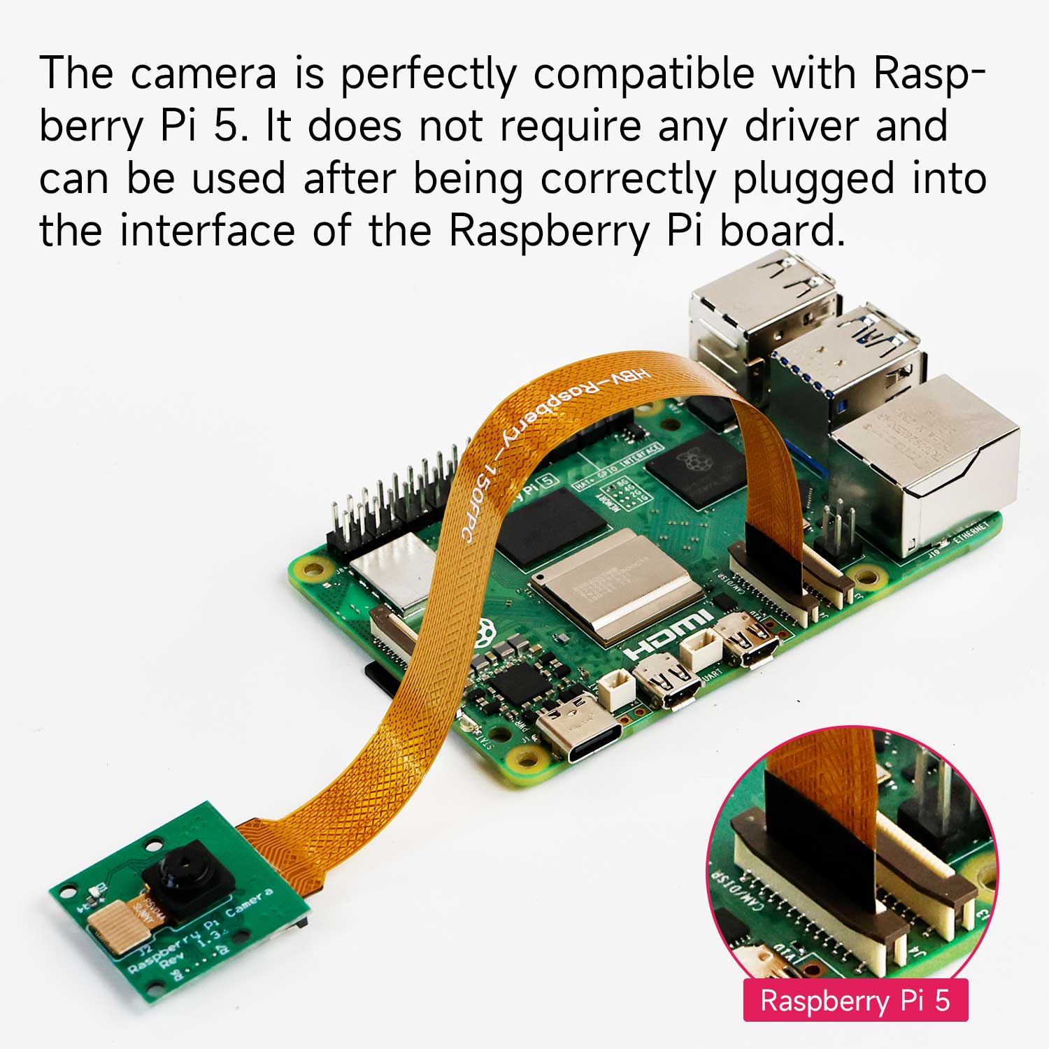 Módulo de cámara OV5647 de 5 MP y 1080 P para Raspberry Pi 5/4B/3B+