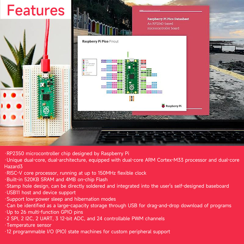 Raspberry Pi Pico 2 board and starter kit