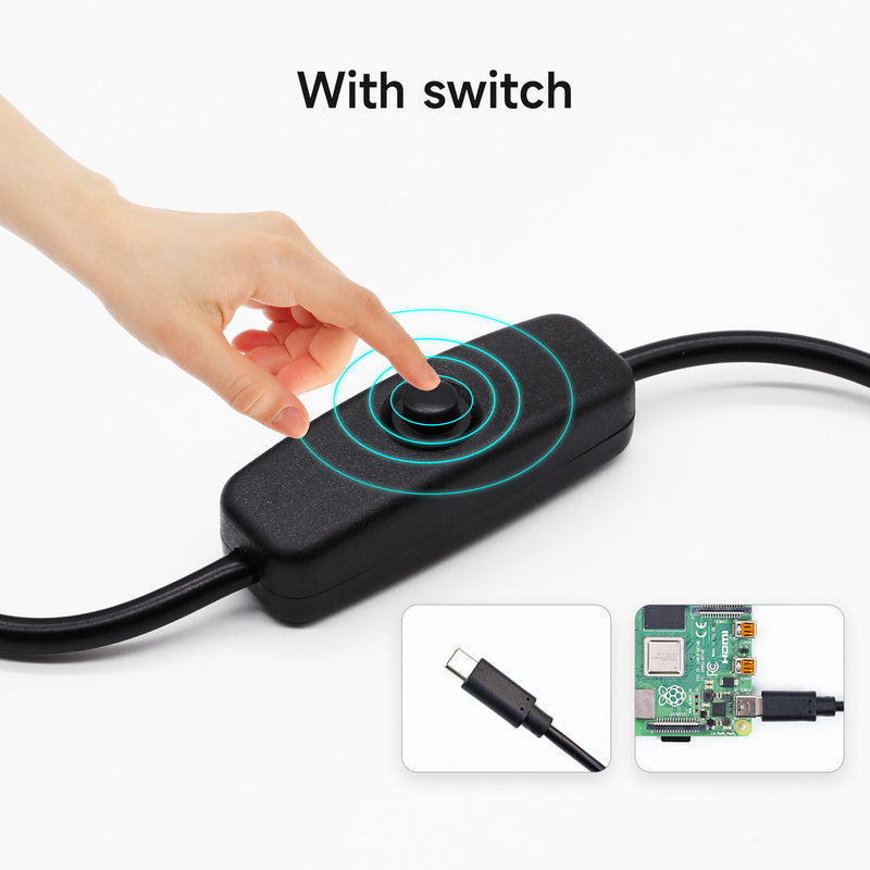 5V/3A Type-C power apdapter with switch for Raspberry Pi 4B/Pi 400