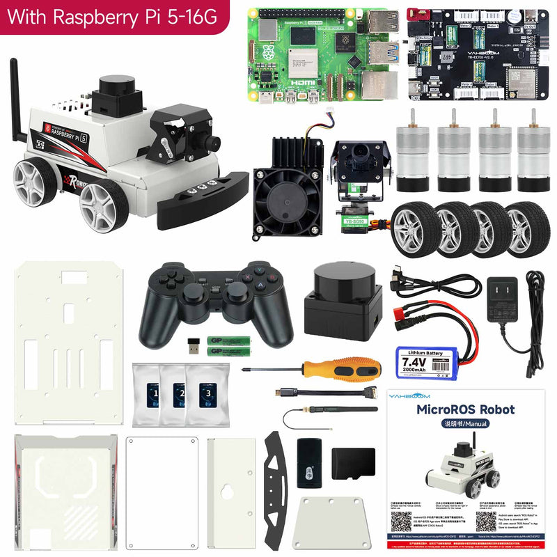 Voiture robotisée MicroROS-Pi5 ROS2 pour Raspberry Pi 5 (ROS2-HUMBLE + Python3)
