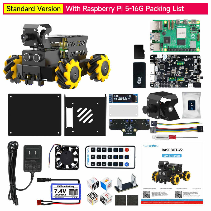 Voiture robotisée Raspbot V2 AI Vision pour Raspberry Pi 5