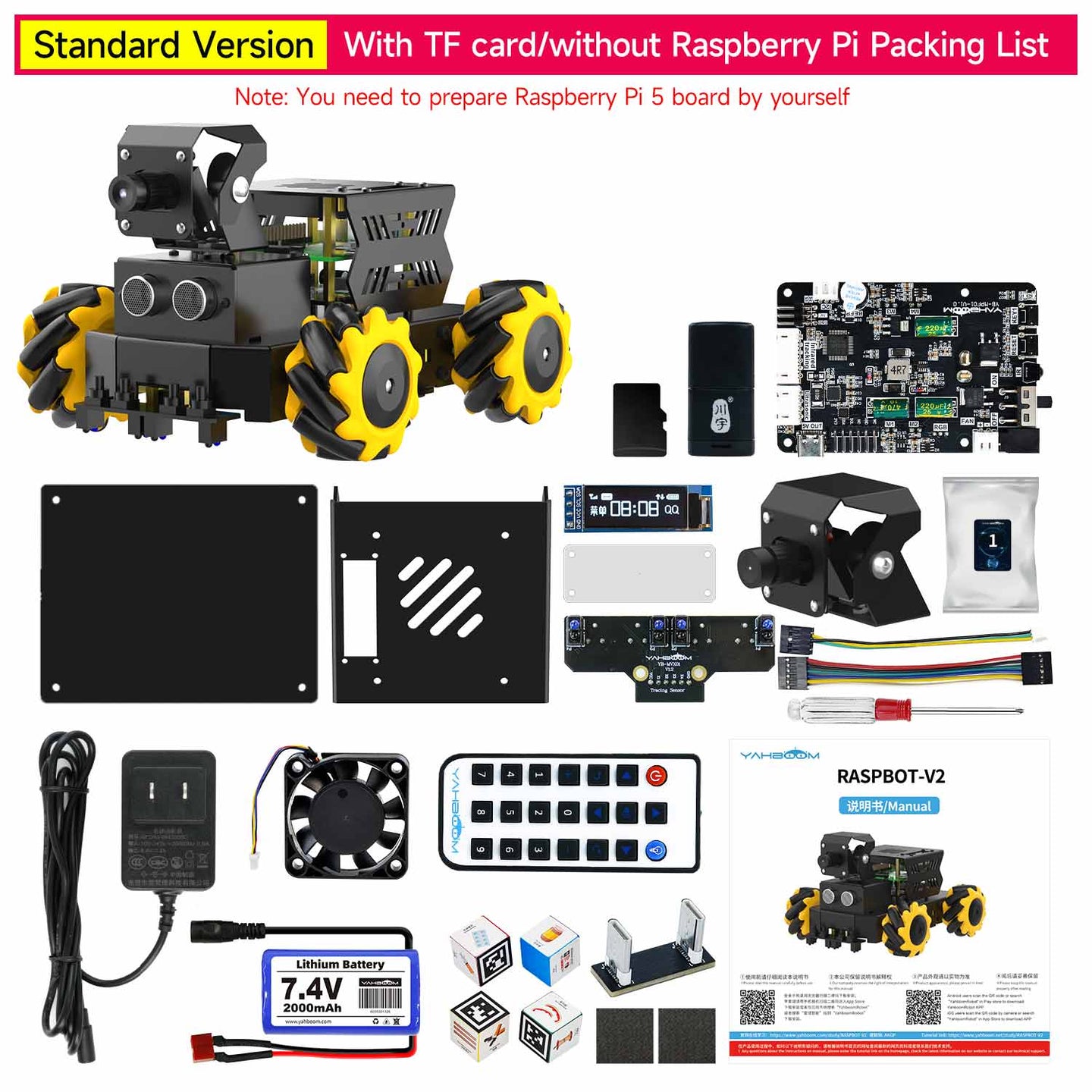 Raspbot V2 AI Large Model Robot Car for Raspberry Pi 5