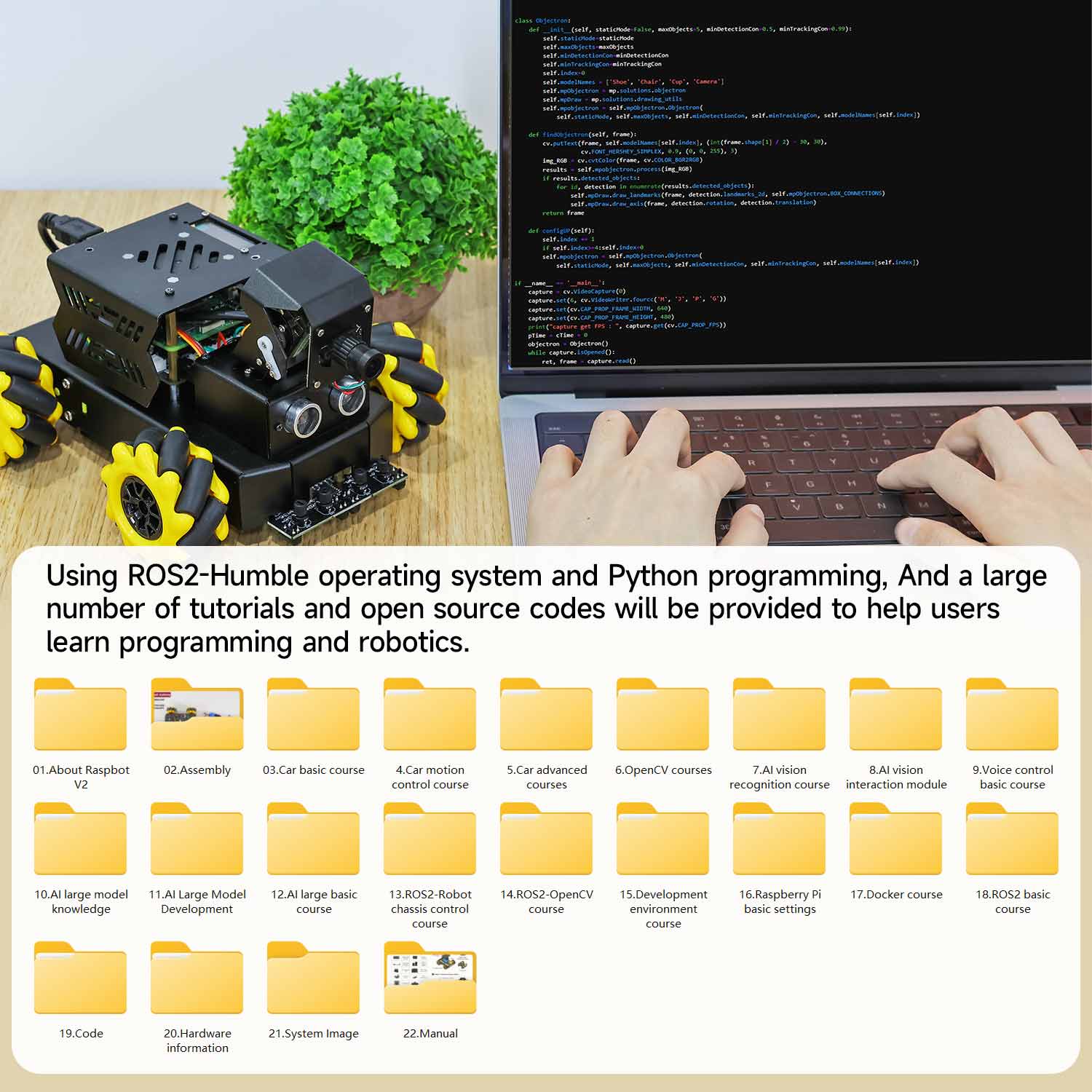 Raspbot V2 AI Large Model Robot Car for Raspberry Pi 5