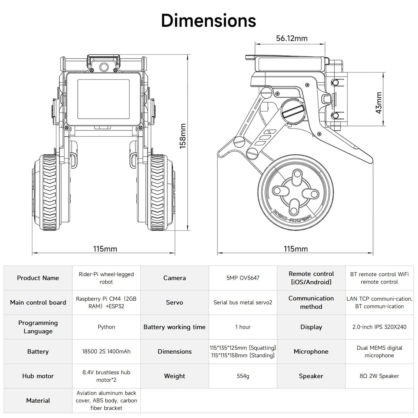 Rider-Pi Two Wheel-legged Robot(Raspberry Pi CM5 core module)