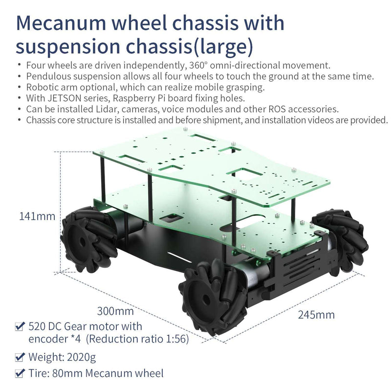 Yahboom Aluminum Alloy ROS Robot Car Chassis