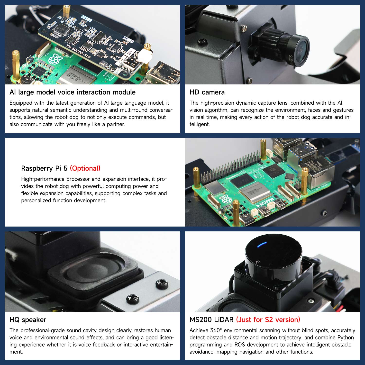 12DOF AI Large Model Robot Dog DOGZILLA S1/S2 for Raspberry Pi 5(ROS2-HUMBLE)