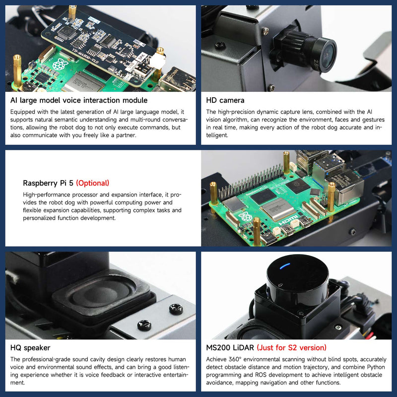 Chien robot 12DOF DOGZILLA S1/S2 pour Raspberry Pi 5 (ROS2-HUMBLE)
