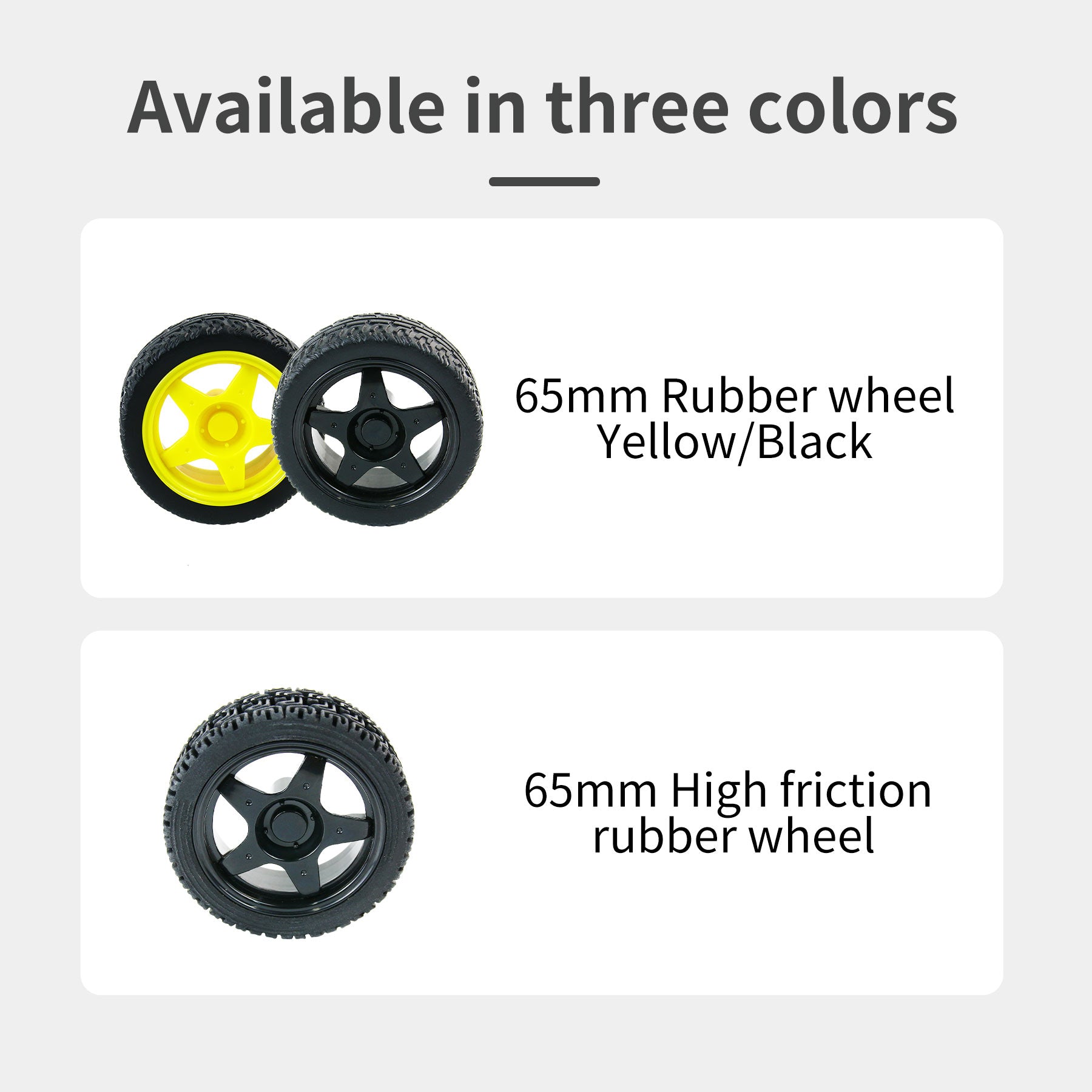 Pneu de roue en caoutchouc de 65 mm compatible avec le moteur TT pour voiture intelligente