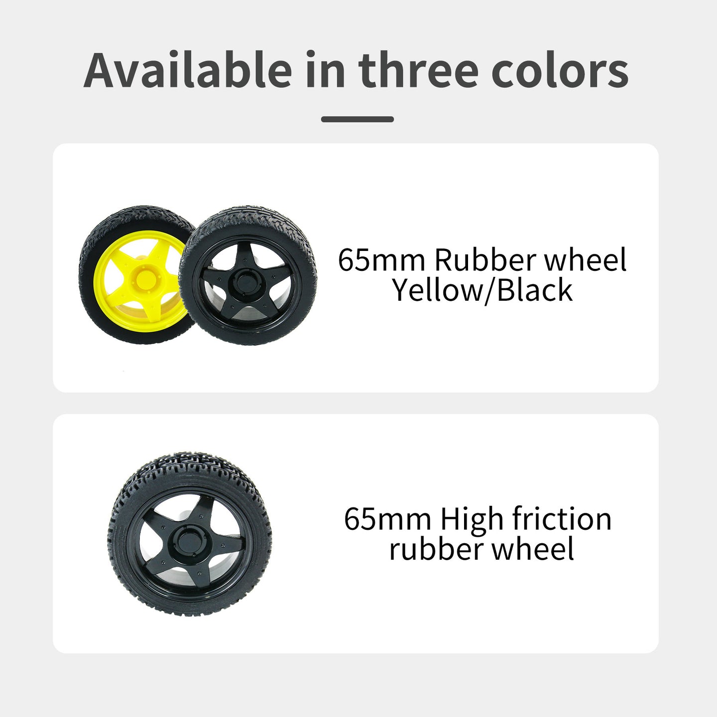 Pneu de roue en caoutchouc de 65 mm compatible avec le moteur TT pour voiture intelligente