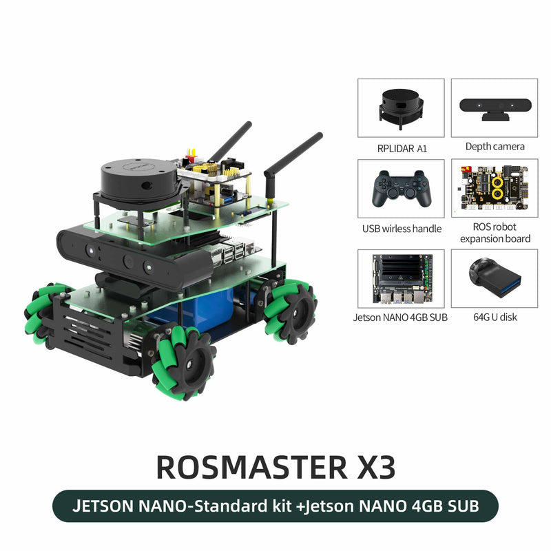 ROSMASTER X3 ROS2 Robot with Mecanum Wheel for Jetson NANO 4GB/Orin NANO/Orin NX/RaspberryPi 4B