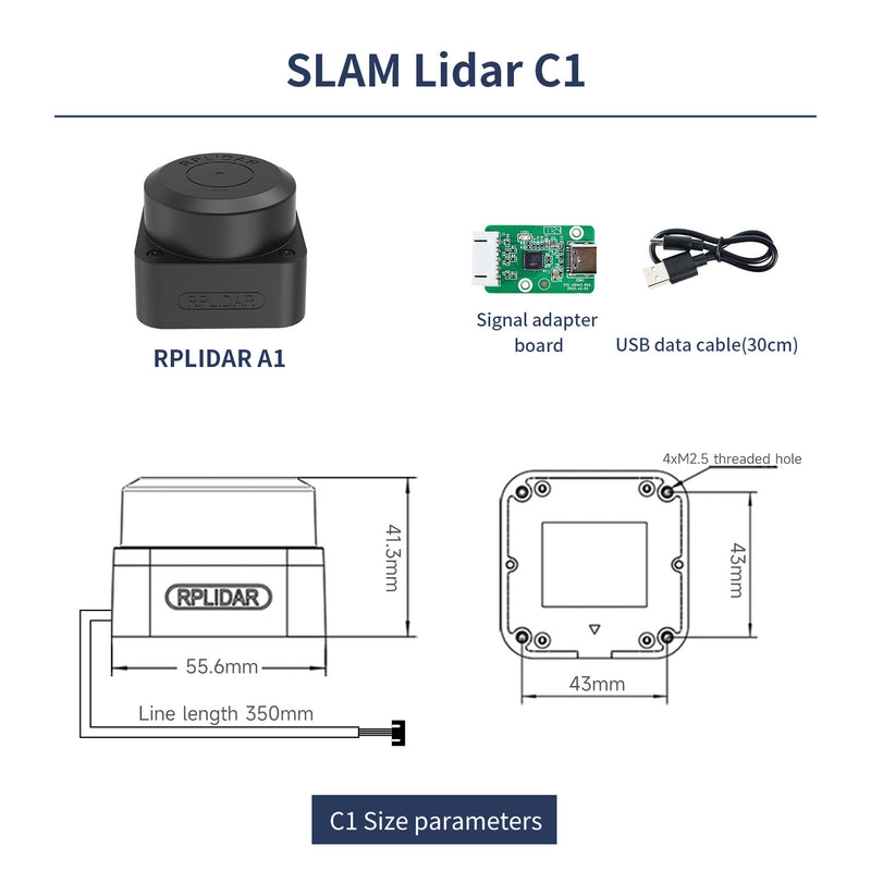 Slamtec RPLIDAR Lidar SLAM C1 A1 A2 A3 S2 S2L support Mapping navigation for ROS/ROS2