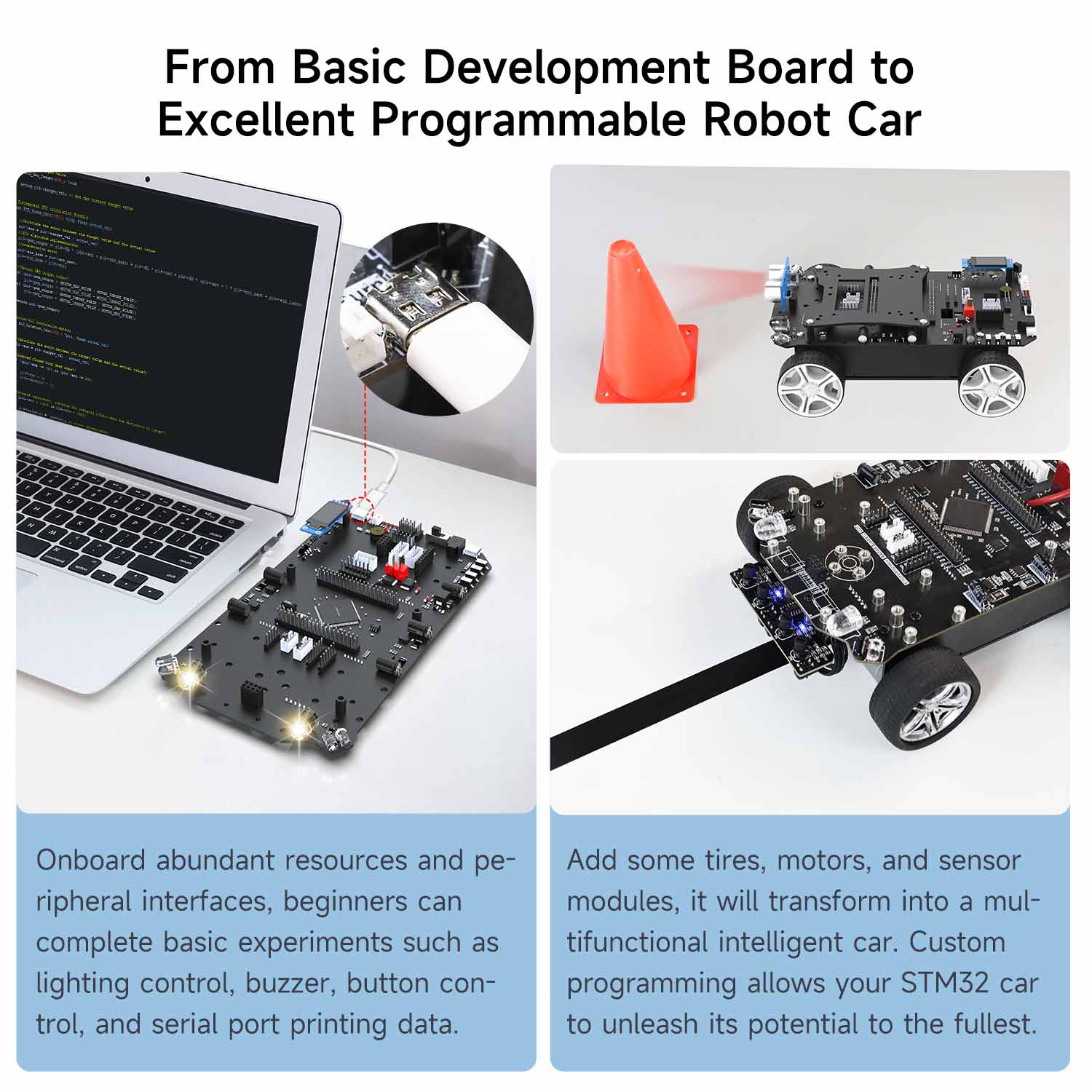 Yahboom STM32 Smart Car with Buzzer OLED Ultrasonic Module 310 Motor