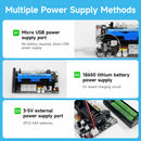 Diagram of power supply methods for super bit 2.0 expansion board: USB, battery and 3-5V external port