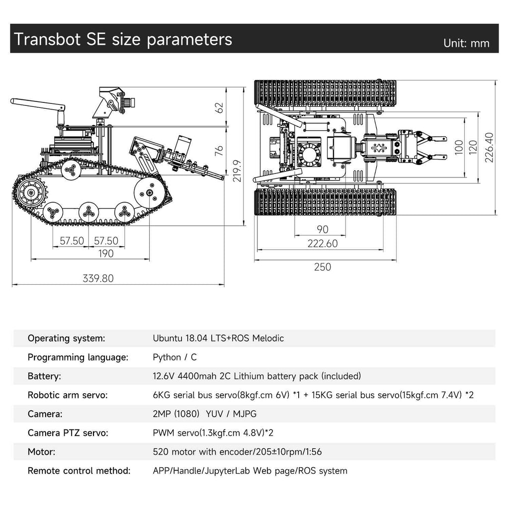 ROS AI Vision Tank With 3DOF Robotic Arm For Raspberry Pi Jetson NANO ros-ai-vision-tank-with-3dof-robotic-arm-for-raspberry-pi-jetson-nano