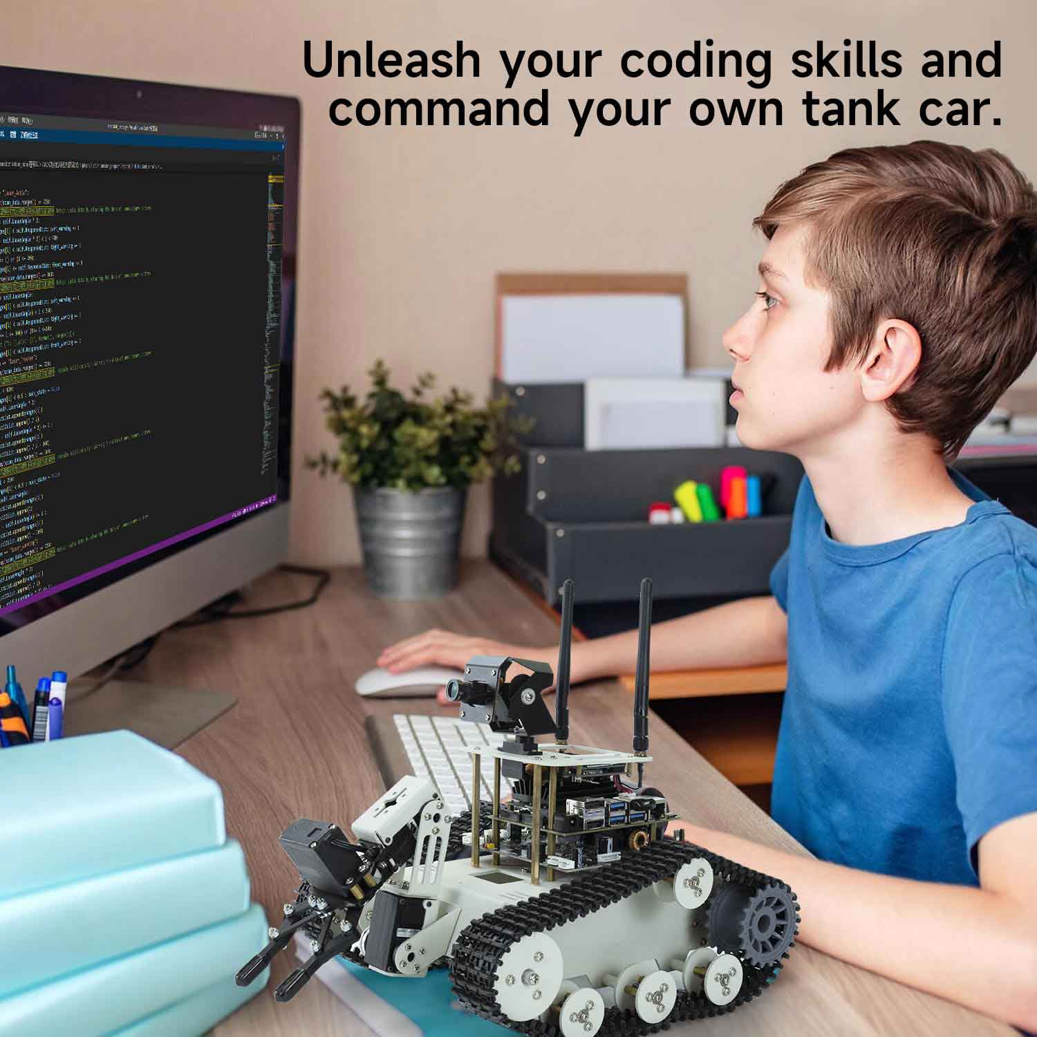 ROS AI Vision Tank with 3DOF Robotic Arm for Raspberry Pi Jetson NANO