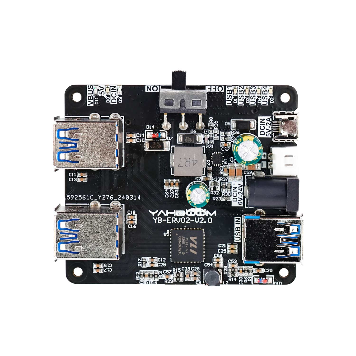 Carte d'extension USB3.0 HUB (1 à 4) pour Raspberry Pi série 5/4B/Jetson/RDK