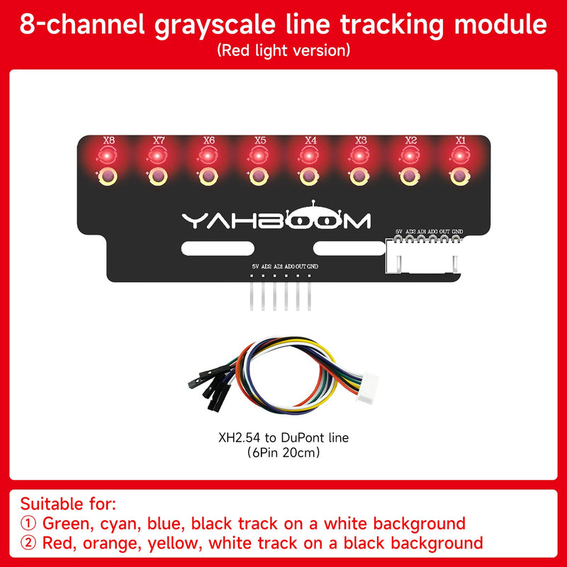 Yahboom 8-channel grayscale line tracking sensor module