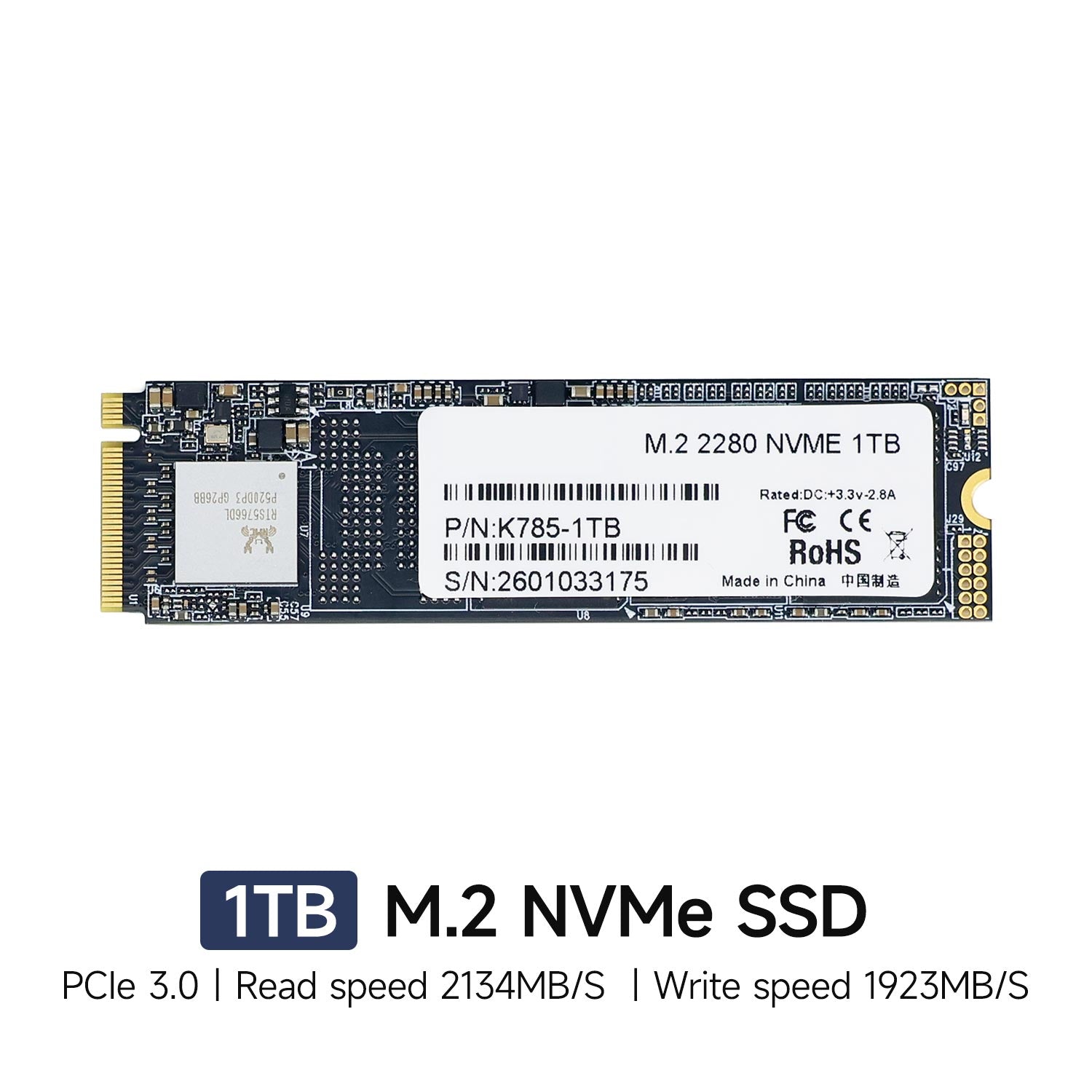 256GB/512GB/1TB/2TB M.2 NVMe Solid State Drive