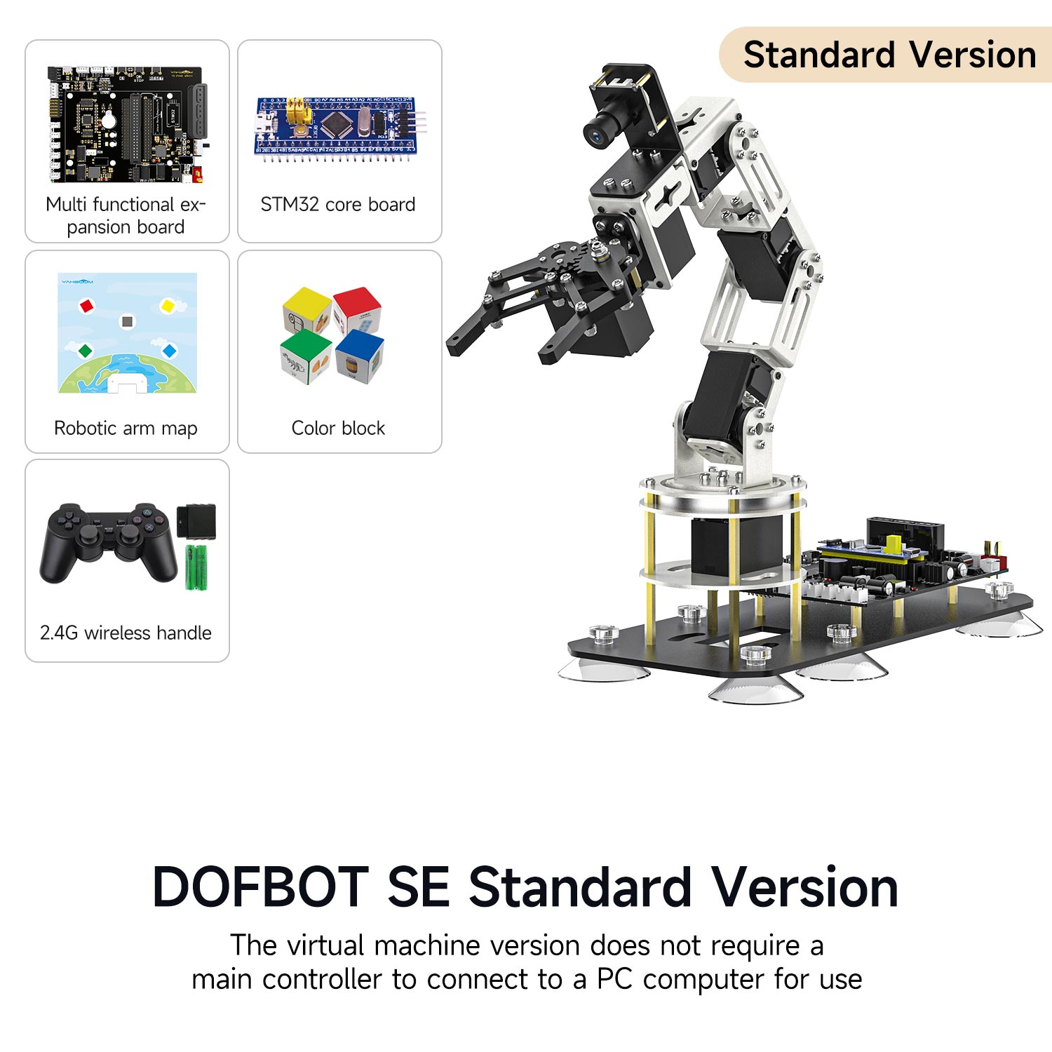 DOFBOT SE AI Large Model Vision Robotic Arm with ROS2 Python Programming (Virtual Machine Version)