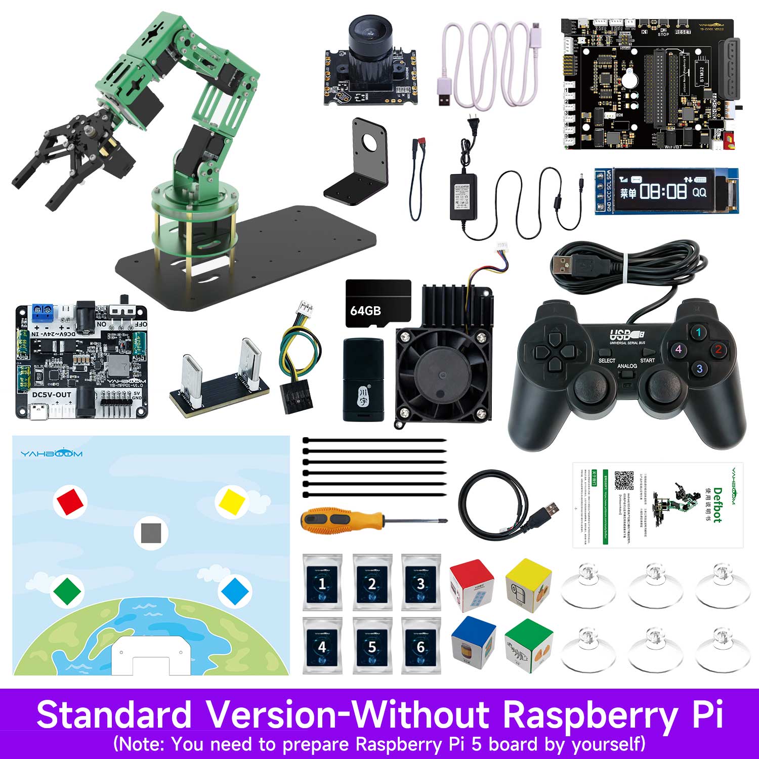 Yahboom DOFBOT AI Large Model Vision Robotic Arm with ROS2 Python programming for Raspberry Pi 5