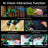 Collage of images showing an AI vision interactive function with a Dofbot green robotic arm performing various tasks.