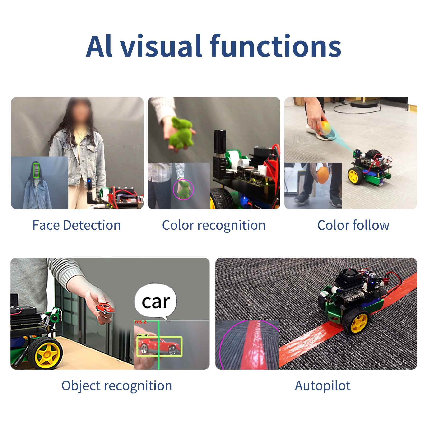 Jetbot Yahboom Robot Car ROS can recognize and track faces, colors, and objects, as well as Autopilot