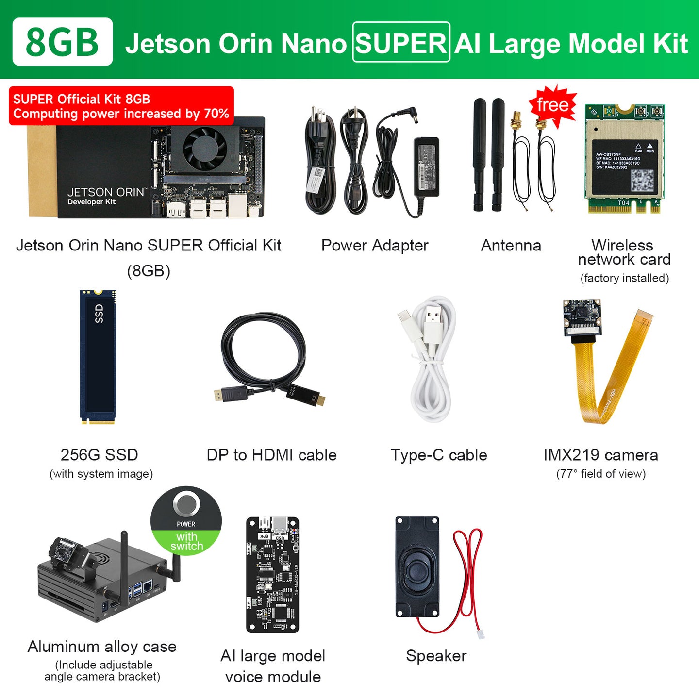 Carte Jetson Orin NANO (officielle/SUB) avec 4 Go/8 Go de RAM