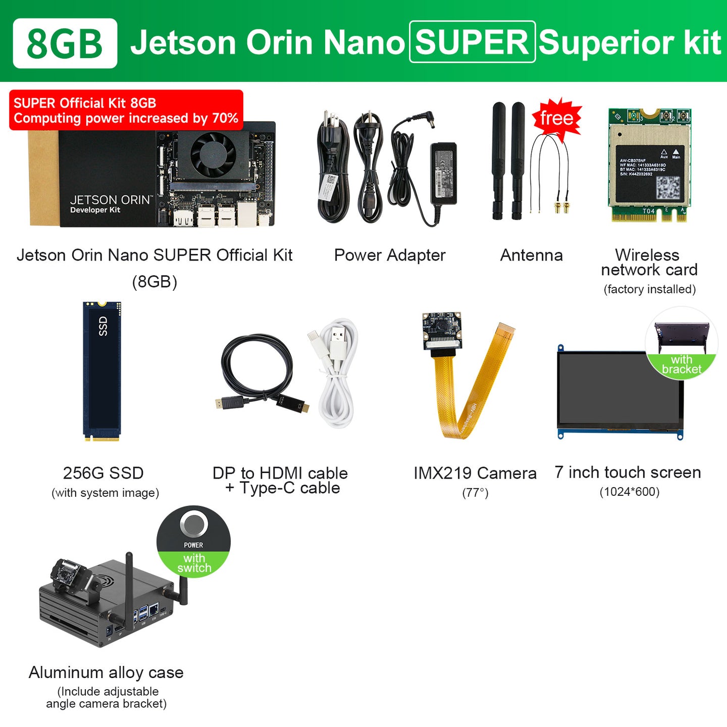 Carte Jetson Orin NANO (officielle/SUB) avec 4 Go/8 Go de RAM