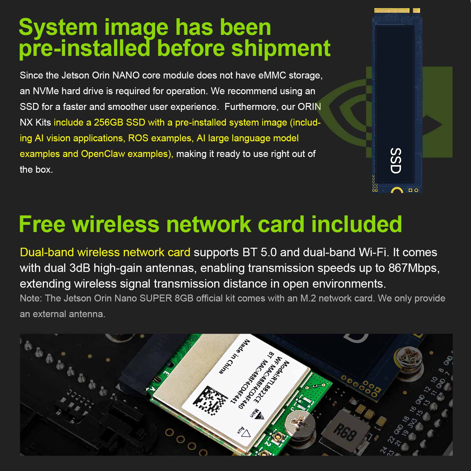 Carte Jetson Orin NANO (officielle/SUB) avec 4 Go/8 Go de RAM