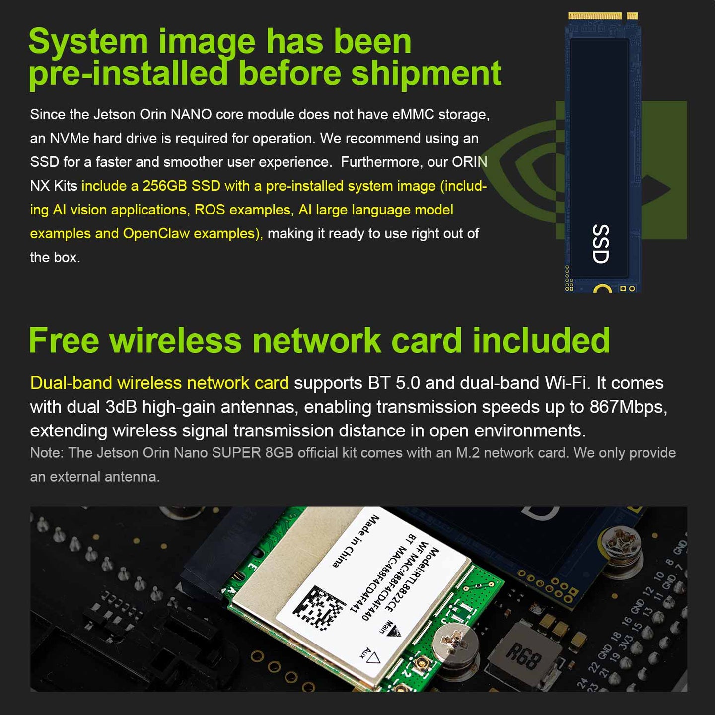 Carte Jetson Orin NANO (officielle/SUB) avec 4 Go/8 Go de RAM