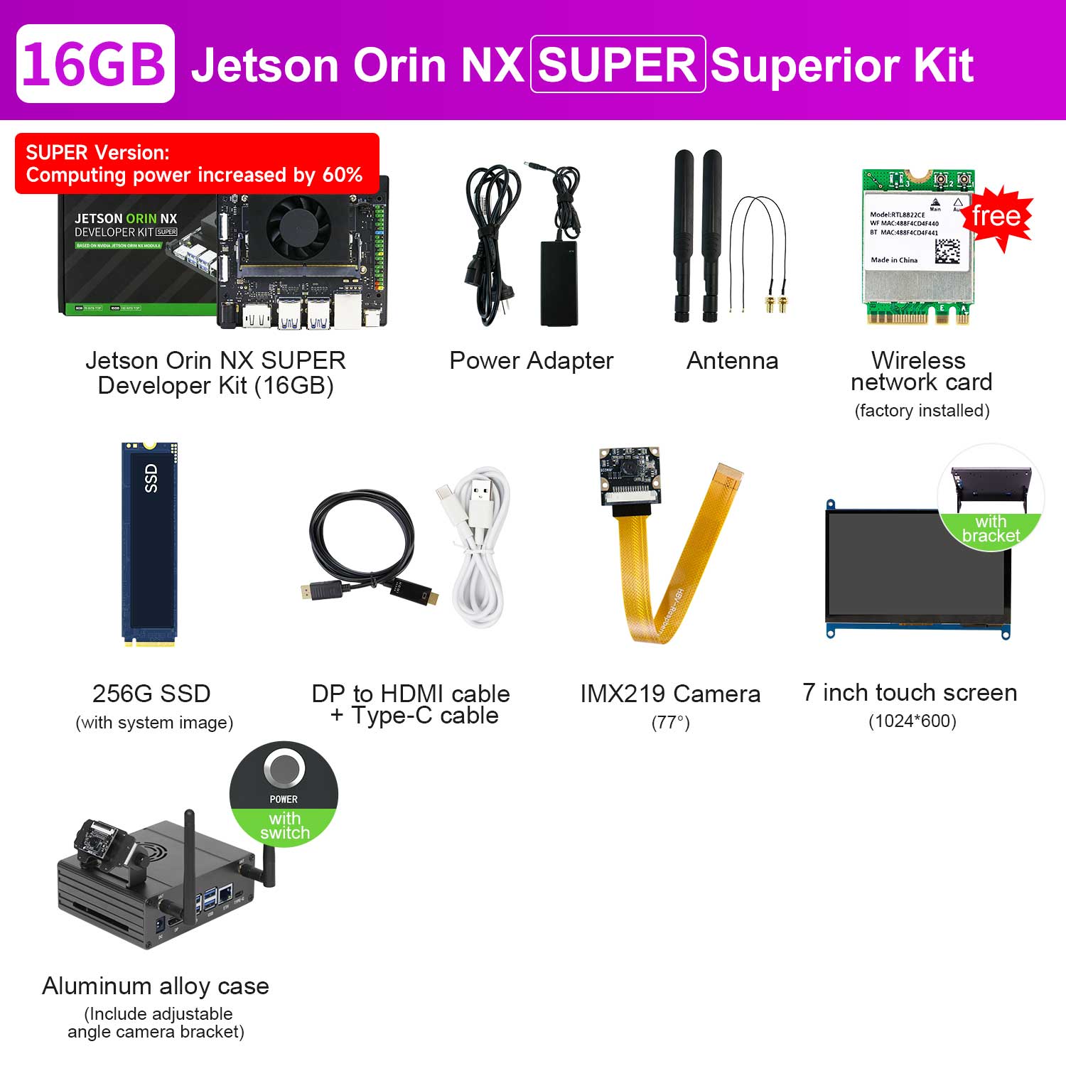 Carte mère Jetson Orin NX SUB avec 8 Go/16 Go de RAM