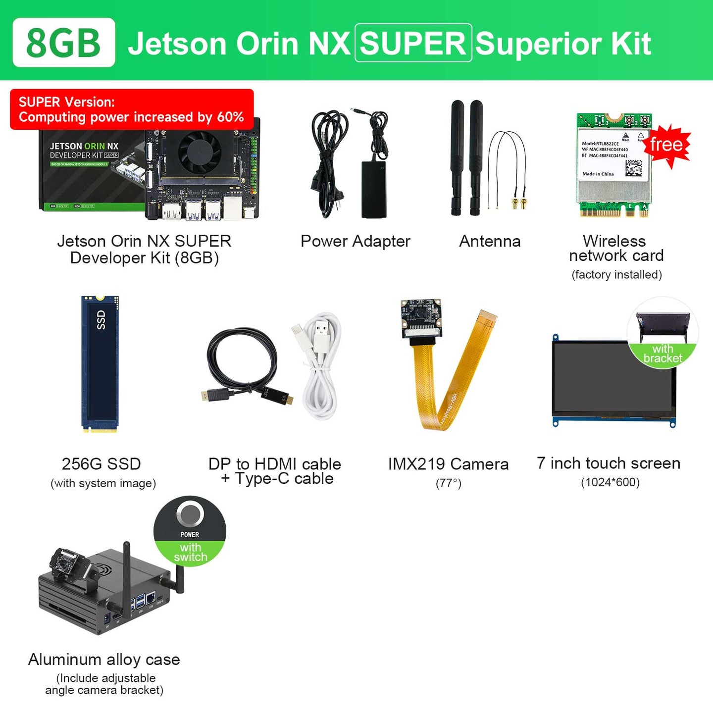 Carte mère Jetson Orin NX SUB avec 8 Go/16 Go de RAM