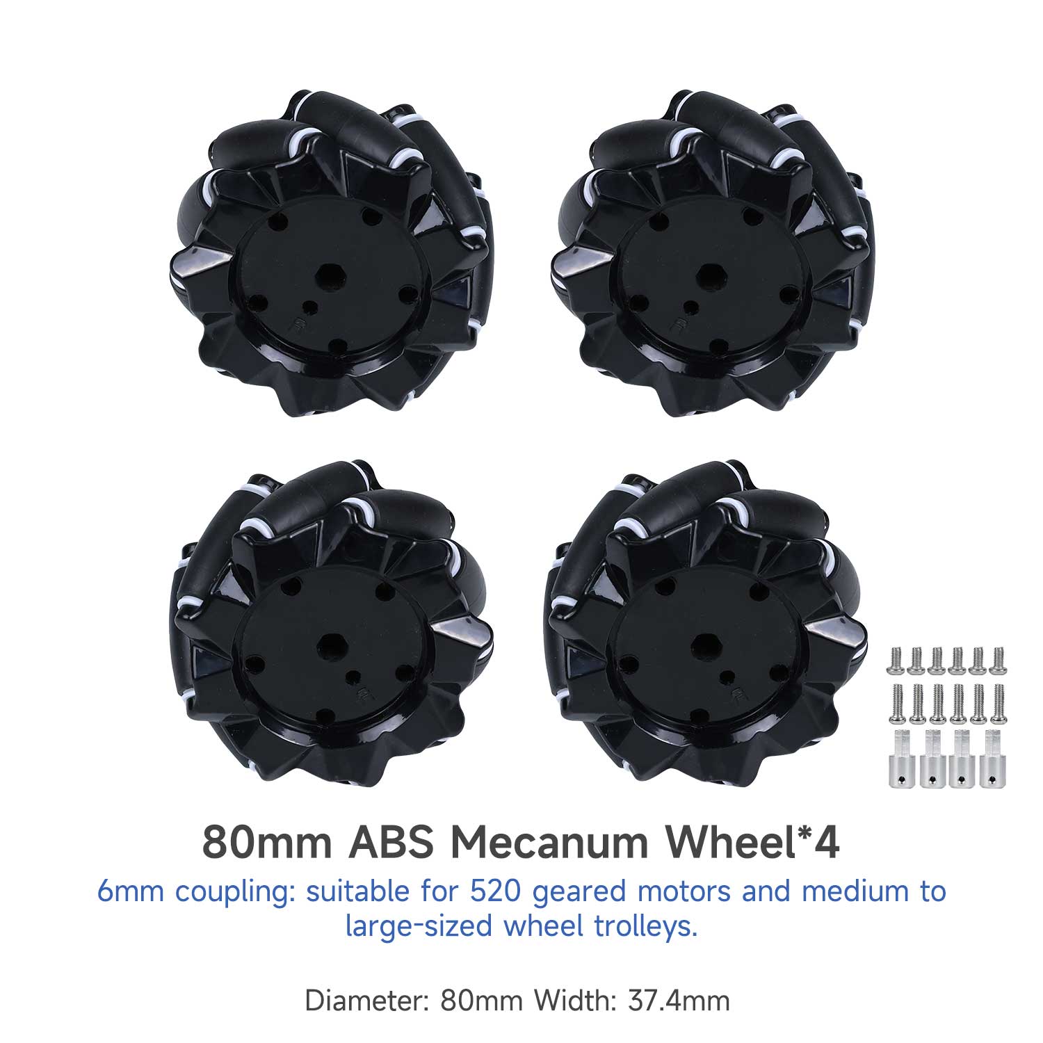Kit de roues Yahboom Mecanum pour robot DIY ou voiture intelligente programmable