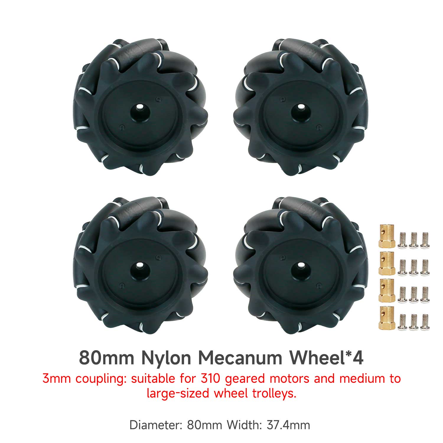 Kit de roues Yahboom Mecanum pour robot DIY ou voiture intelligente programmable