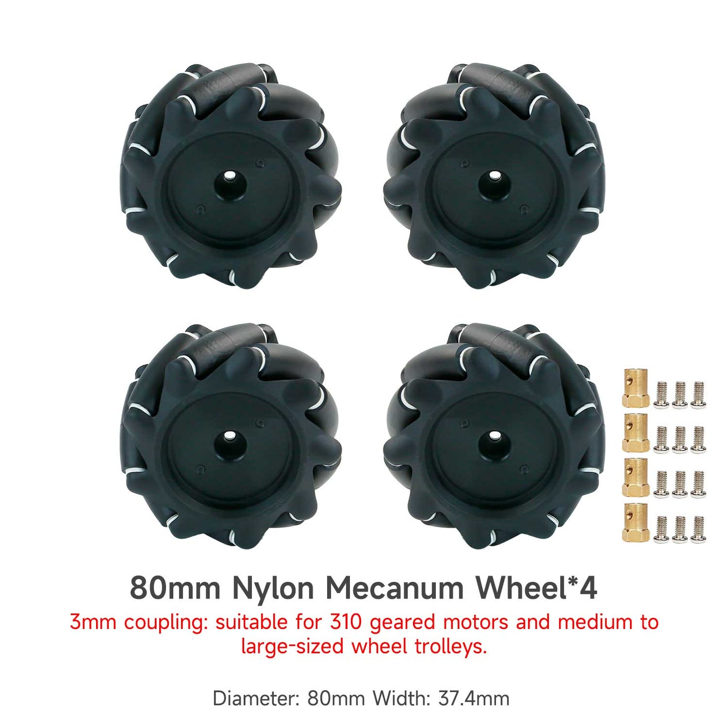 Kit de roues Yahboom Mecanum pour robot DIY ou voiture intelligente programmable