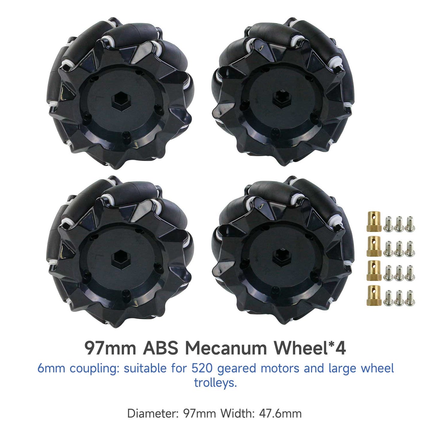 Kit de roues Yahboom Mecanum pour robot DIY ou voiture intelligente programmable