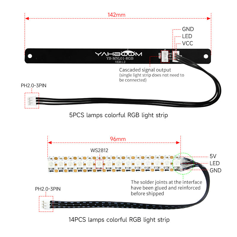 Lot de 5/14 bandes lumineuses RVB programmables pour robot pouvant prendre en charge RaspberryPi Microbit